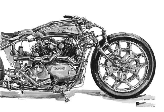 Мотоцикл vincent, рисунок