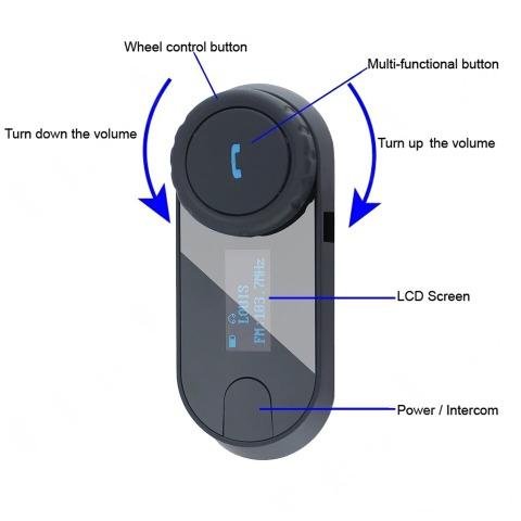 Мото гарнитура Bluetooth на мотошлем FM LCD