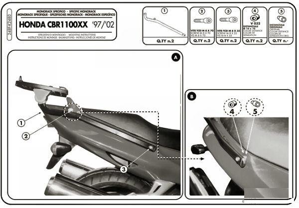 Крепеж центрального кофра Honda CBR1100XX (97-09)