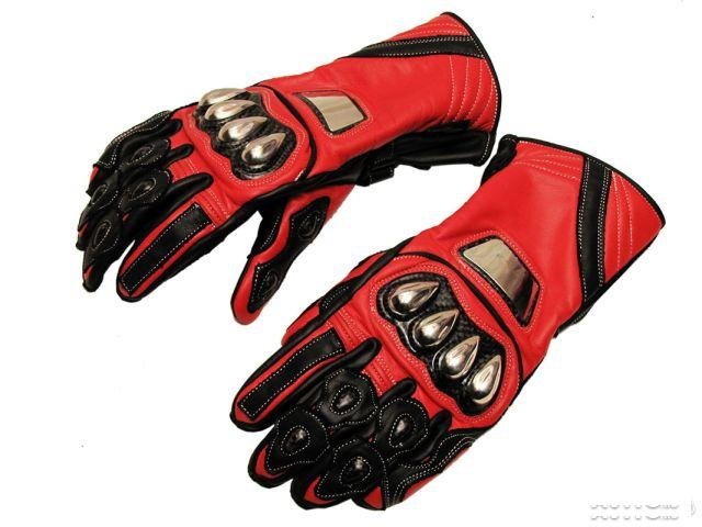 Кожаные мотоперчатки GZ-204 Red. Размеры M/L/XL