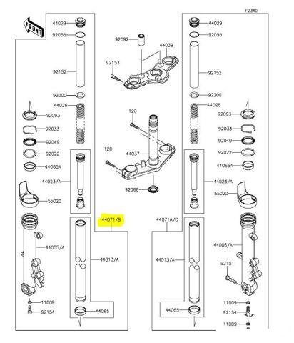 Перо вилки левое Kawasaki ER6F 2012-2016