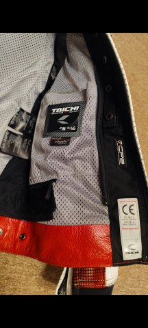 RS Taichi мото штаны кожаные (бело-черные)