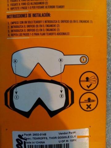 Защитные пленки на кроссовые очки Thor 10шт