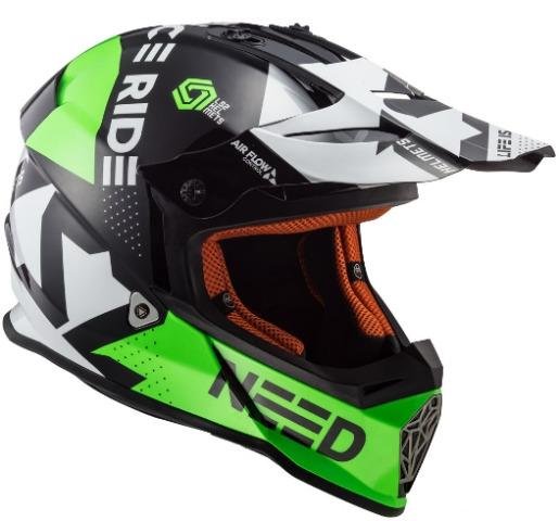 Эндуро Шлем LS2 MX437 Fast Block черно-зеленый
