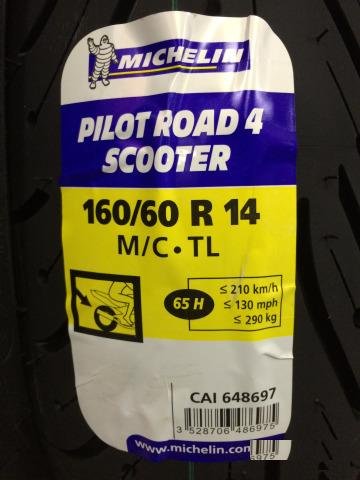 Michelin Pilot Road 4 Scooter 160/60-14 65H новая