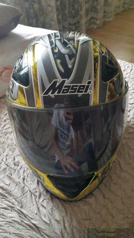 Masei 816 Gold Chrome Skull Motorcycle Helmet