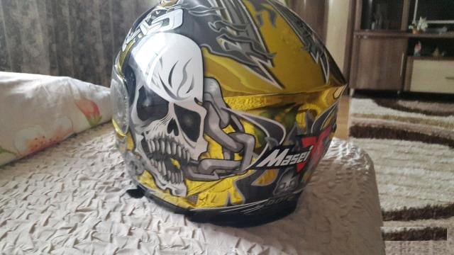 Masei 816 Gold Chrome Skull Motorcycle Helmet