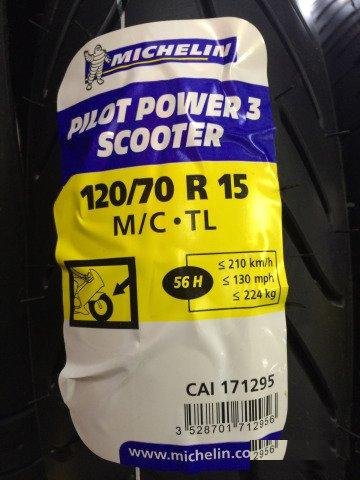 Michelin Pilot Power 3 Scooter 120/70-15 56H новая