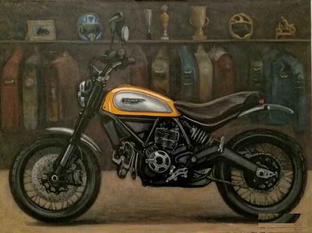 Живопись. картина на заказ Мотоцикл. Масло