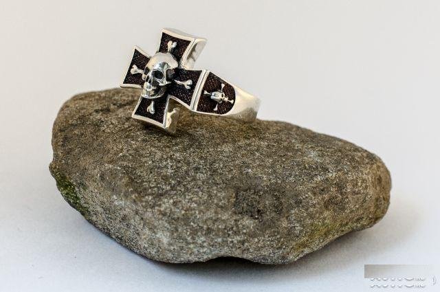 Браслет "тевтонский крест", черепа, кольца