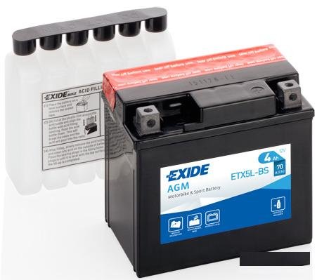 4Ач Мото Аккумулятор Exide ETX5L-BS YTX5L-BS YT7S