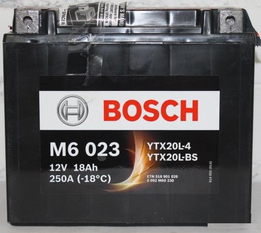 Аккумулятор bosch M6 023 YTX20L-BS YTX20L-4