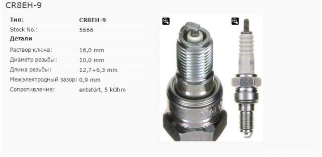 Свеча зажигания NGK 5666 CR8EH-9