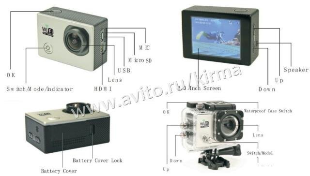Экшн камера SJ6000 Full HD 1080P WiFi Waterproof